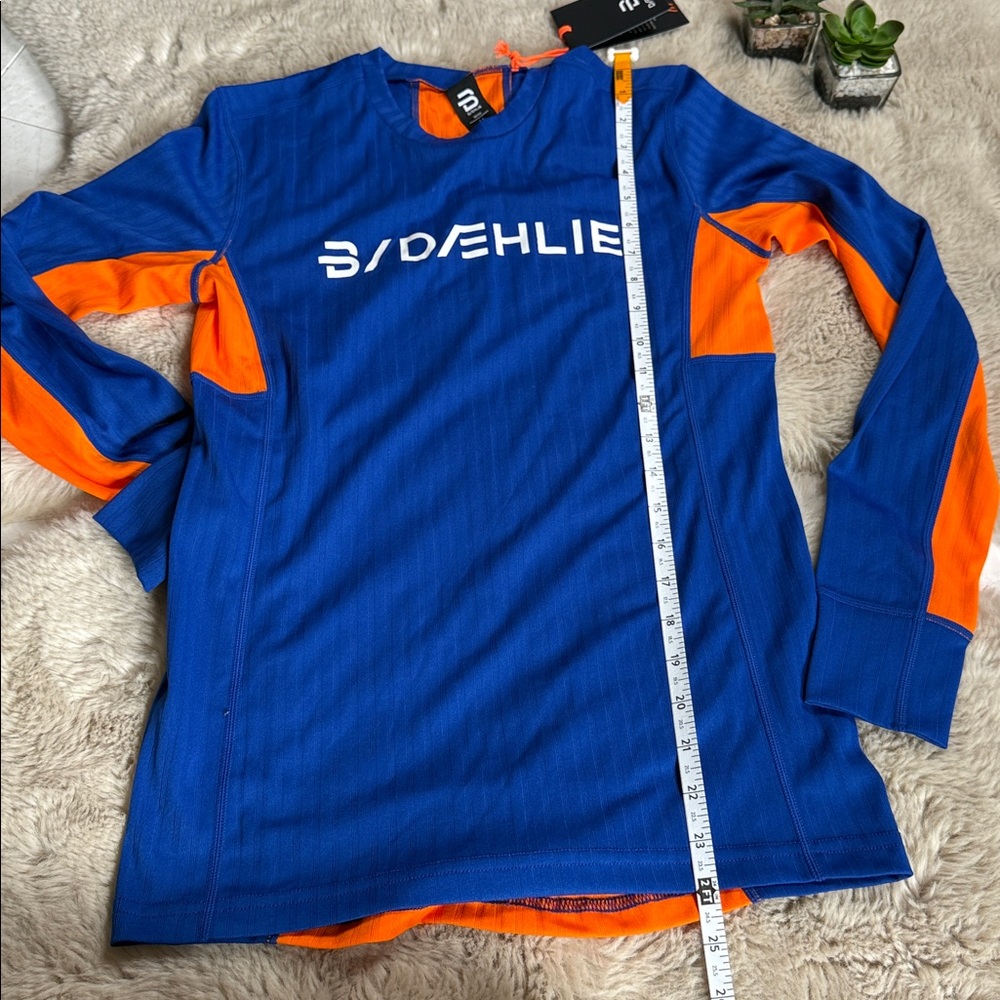 NWT Bjorn Daehlie Training Tech Long Sleeve W Medium Base Layer Blue Orange - Picture 7 of 10
